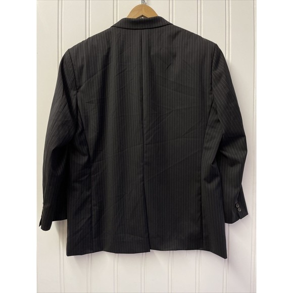 Lauren Ralph Lauren Single Breasted Jacket Mens 46R  Black Pinstripe Wool Blazer - Picture 13 of 14
